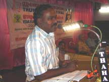 A. Achuthan delivering the chairman's speech in Session 'Edasserian Stage.'