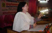 Sara Joseph presenting paper on 'Men and Women in Edasseri Poems'.