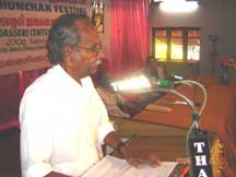 Dr. S.K. Vasanthan delivering the chairman's speech on Session on Edasseri's Poetry.