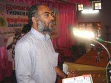 Viju Nayarangadi welcoming guests on the 3rd day of Seminar.